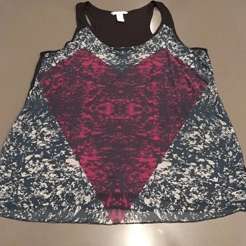 CAbi XL Black and Purple Tank Top